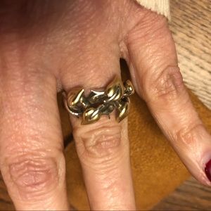 18kt gold & SS RING- size 6-61//2....